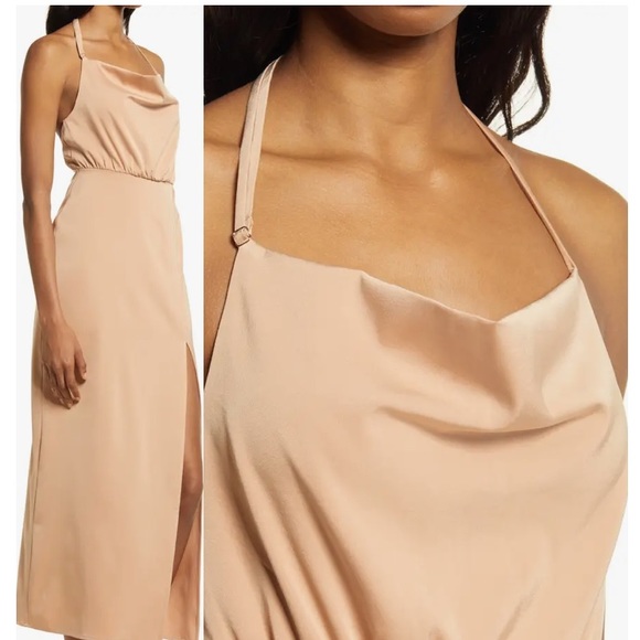 ❤️ Lulus It's Fate Satin Sleeveless Halter Maxi Dress - Picture 5 of 7